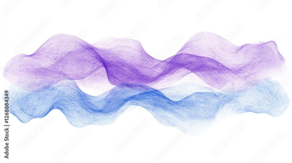 Poster Elegant gradient with flowing curved lines showcasing a blend of violet and blue tones in a soft artistic display