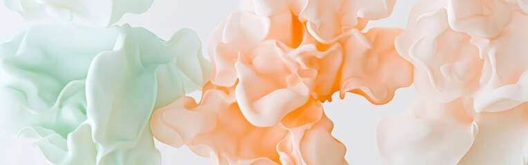 Elegant pastel shapes in peach and mint create a soft and harmonious display, enhancing a tranquil atmosphere in modern decor