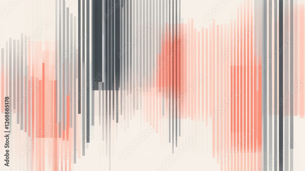 Leinwandbilder Elegant coral and gray dashed lines create a dynamic visual composition with rhythmic patterns on a soft background