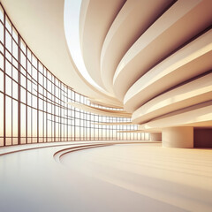 Obraz premium Modern architectural interior with curved design