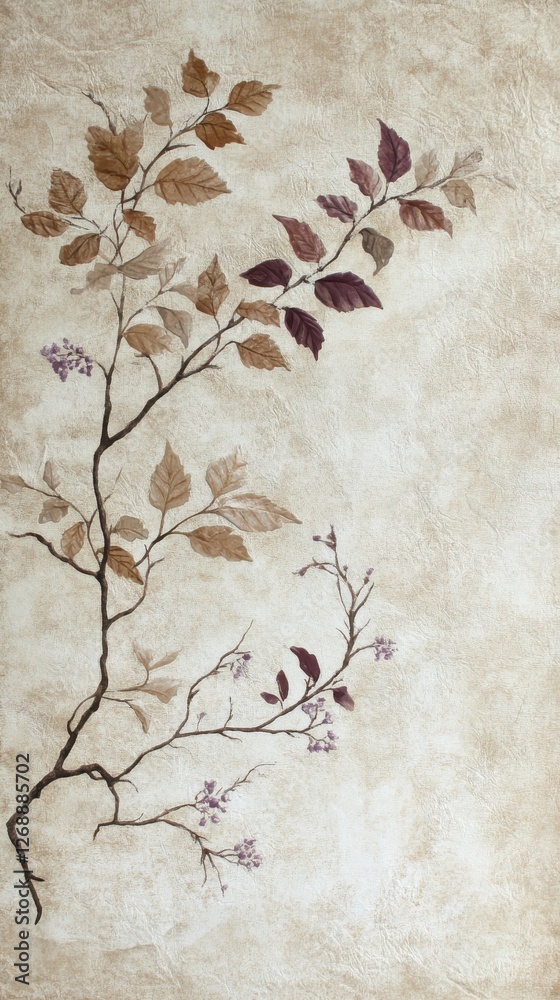 Aufkleber cascading branches with muted gold and soft hues create an elegant, natural decor in a serene settin