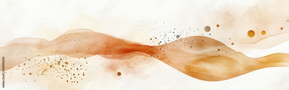 Poster Abstract pencil strokes create a flowing design in muted ochre with soft textures and subtle details