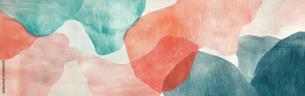 Poster Echoed abstract pencil strokes create a harmonious blend of pastel colors and flowing forms