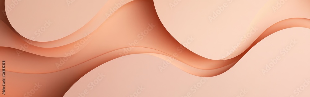 Poster monochromatic abstract design featuring flowing shapes in muted peach tones for contemporary aesthet