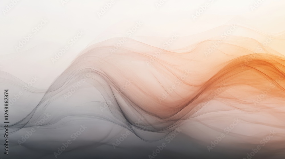 Leinwandbilder Muted coral and gray mist flow gracefully across a serene canvas in an abstract representation of tranquility and calmness