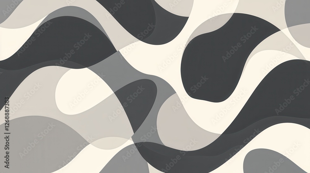 Leinwandbilder abstract monochrome pattern in muted gray showcases fluid shapes and contrasting tones for modern de