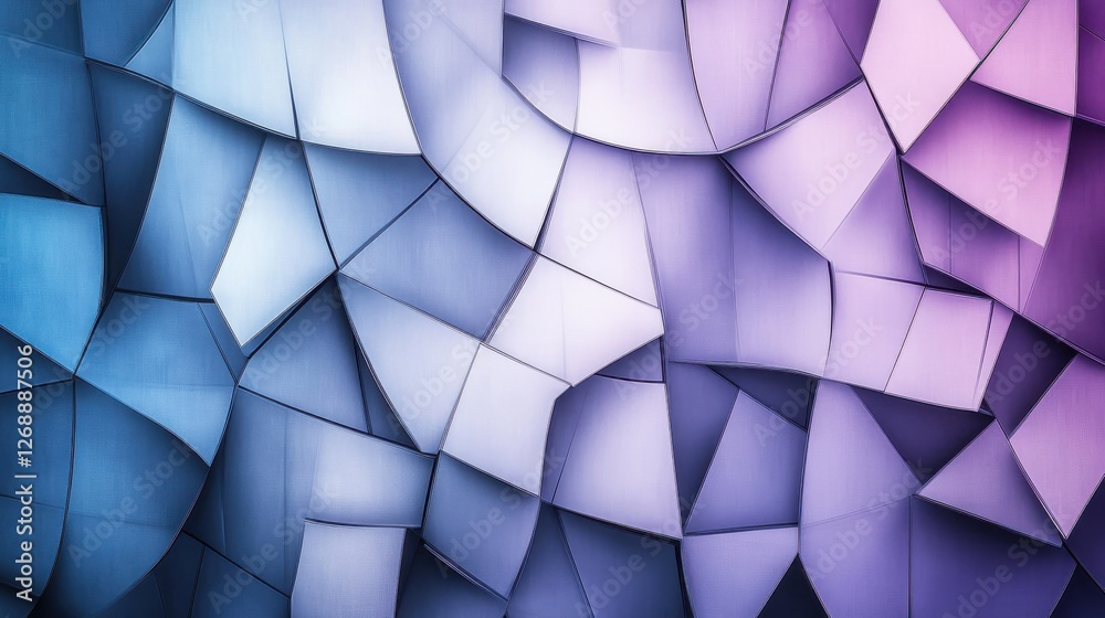 Fototapete Fragmented abstract grids showcase muted blue and purple tones with dynamic shapes and angles