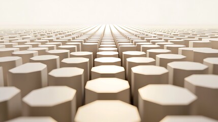 Fototapeta premium Abstract perspective view of a geometric surface made of hexagonal shapes