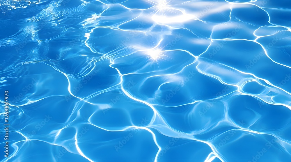 Poster Breathtaking reflection of glistening azure waves creating a serene minimalist pattern across the tranquil surface of a peaceful pool  This calming natural scene evokes a sense of relaxation harmony