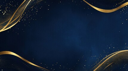 Regal Gold Border Design on Deep Navy Background, Graphic Content, Elegant Style, Visual Art