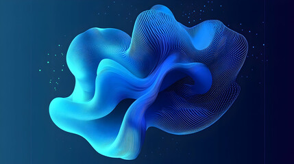 Abstract blue flowing form, digital art, dark background, website design