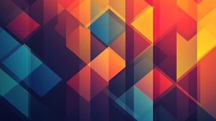 Obraz premium A vibrant geometric design featuring colorful diamonds and angular shapes against a dark background, perfect for modern illustrations and eye-catching backgrounds.