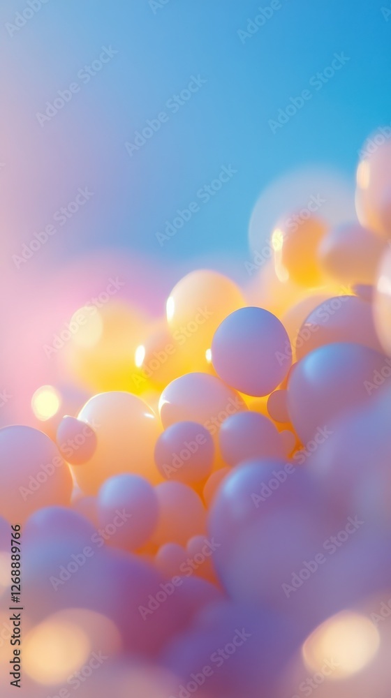 Fototapete serene bokeh of pale spheres creating a calming aesthetic in soft pastel hues during a tranquil morn