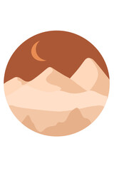 Abstract contemporary landscape posters. Modern boho background set with sun, moon mountains, trees, sea minimalist wall decor. Vector art print.