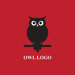 Owl logo animal simple line art design EPS