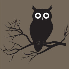 Owl logo animal simple line art design EPS