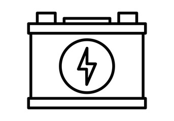 Icono negro de batería de coche con rayo