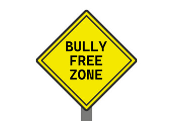 Señal amarilla de zona libre de acoso escolar o bullying