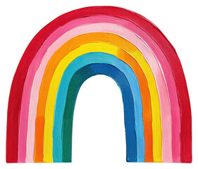 Fototapeta premium Vibrant Rainbow Arch Composed of Multicolored Stripes on a Transparent Backdrop