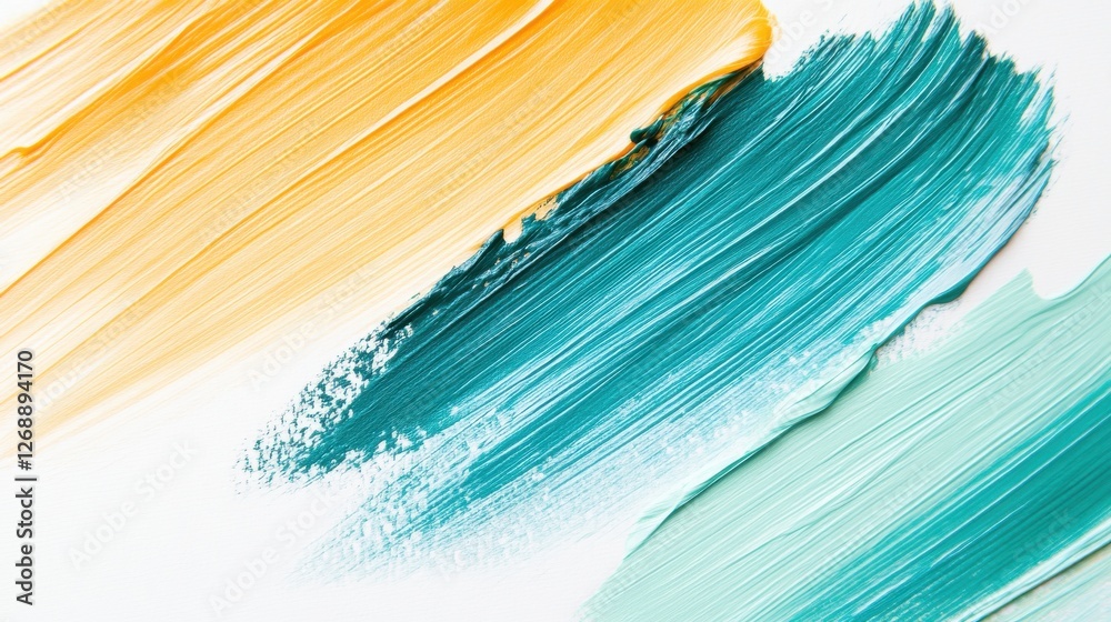 Aufkleber colorful soft pencil strokes create a gradient of teal and yellow on a white canvas for artistic exp