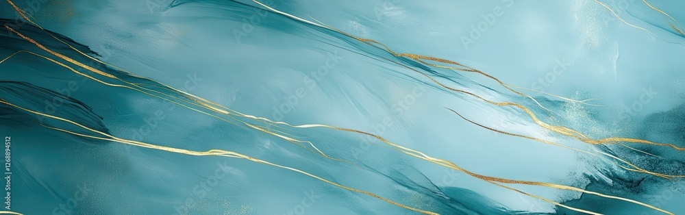 Aufkleber Soft teal background with golden streaks creates an elegant and calming backdrop for various design uses