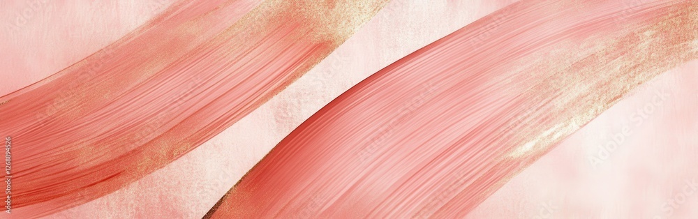 Poster Soft pencil strokes create a serene backdrop in pastel coral with hints of gold for artistic expression
