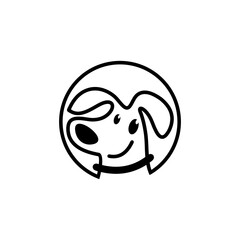 Fototapeta premium line art smile dog logo design vector