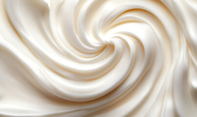 White natural creamy vanilla yogurt. Top view. White texture of whipped cream