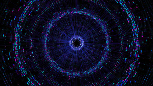 Big data artificial intelligence machine learning neural network flow complex information science innovation technology data analysis visualization cyberspace future. 3d rendering..