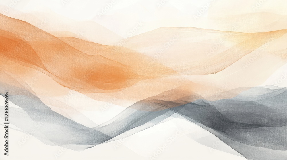 Poster gentle swirls of minimalist pencil strokes create an abstract backdrop with soft earthy tones and fl