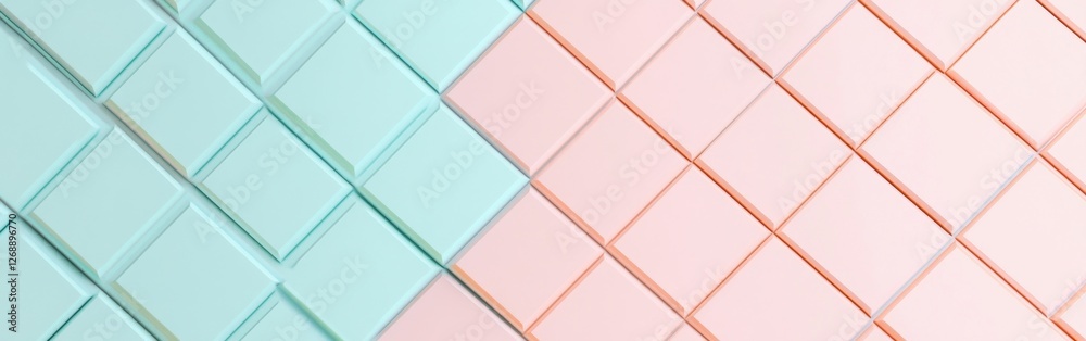 Poster elegant patterns in pastel mint and coral create a harmonious design perfect for modern decor and ar