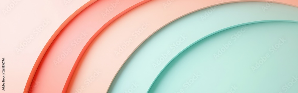 Poster elegant pastel mint and coral arcs create a harmonious visual experience in minimalistic design