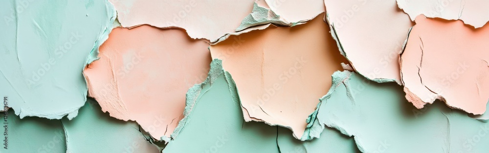 Aufkleber elegant pastel peach and mint torn patches create a visually striking texture in a contemporary sett
