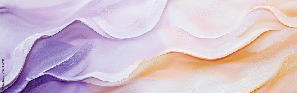 Poster elegant flowing pencil strokes create a serene backdrop with gentle gradients of purple and orange