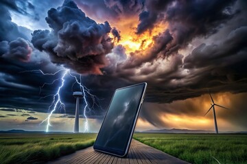 Dramatic Dark Cloud Electricity Stock Photo: Powerful Nature Energy