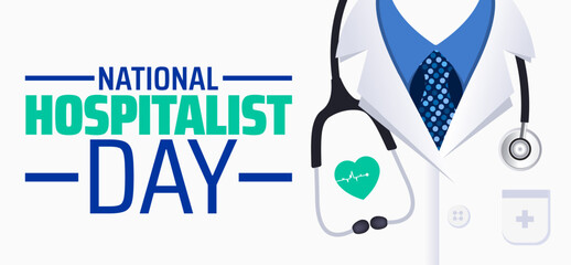 National Hospitalist Day background banner or poster design template. observed every year in March. Holiday concept. Use to any Template, card, poster, placard, template.