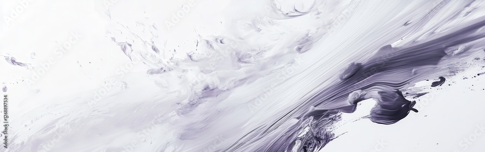 Poster abstract white composition showcasing soft gray brush strokes and flowing textures conveying a sense
