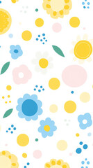 Colorful floral pattern with circles and leaves