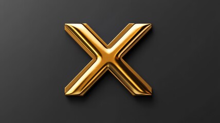 Fototapeta premium Golden X Letter on Black Background - Elegant gold letter X on a dark gray background. Perfect for branding, design, or alphabet projects