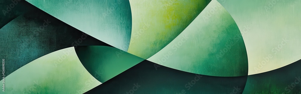 Poster vibrant emerald shapes create a mesmerizing abstract composition of overlapping forms