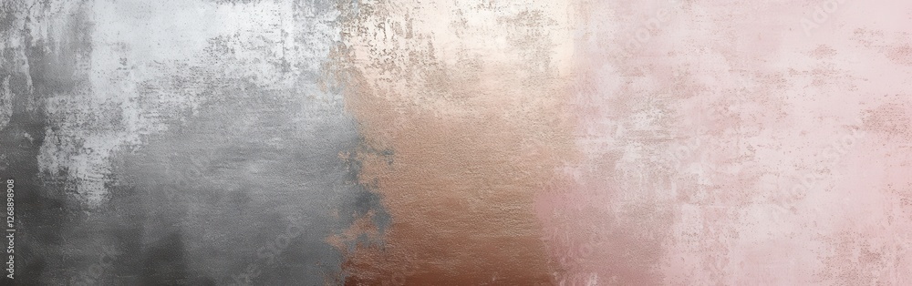 Aufkleber Textured metal background featuring a gradient transition from silver to rose gold with subtle hues in a modern design space