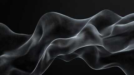 Fototapeta premium Abstract blue smoke swirls in a smooth, flowing wave against a black backdrop