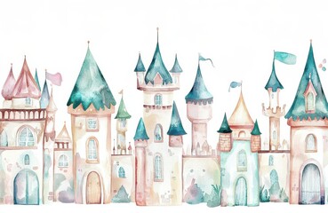 Fototapeta premium A whimsical collection of colorful, fairy-tale castles.