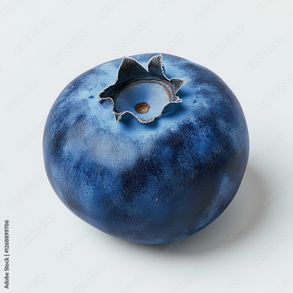 Poster single ripe blueberry with a frosted bloom showcasing vivid blue color and texture in a close-up cap