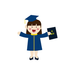 졸업을 기뻐하는 소녀