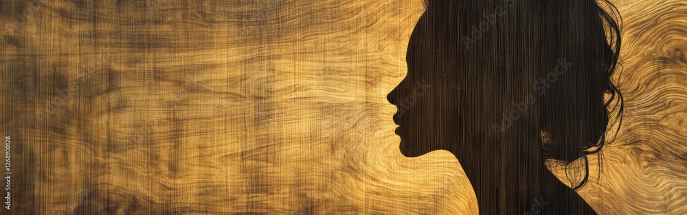 Poster captivating silhouette of a woman against a warm glowing background in a serene and tranquil setting