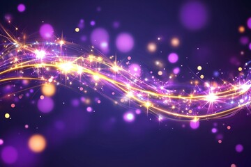 Indigo Sparkle Wave on Misty Abstract Background - Sparkling light trails, cosmic energy, vibrant hues, mystical aura, ethereal beauty. Symbolizing magic, wonder, dreams, hope, and celebration