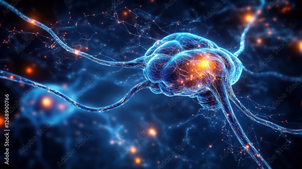 Leinwandbilder neurons interconnected in a digital representation illustrating the human brains complexity and neur
