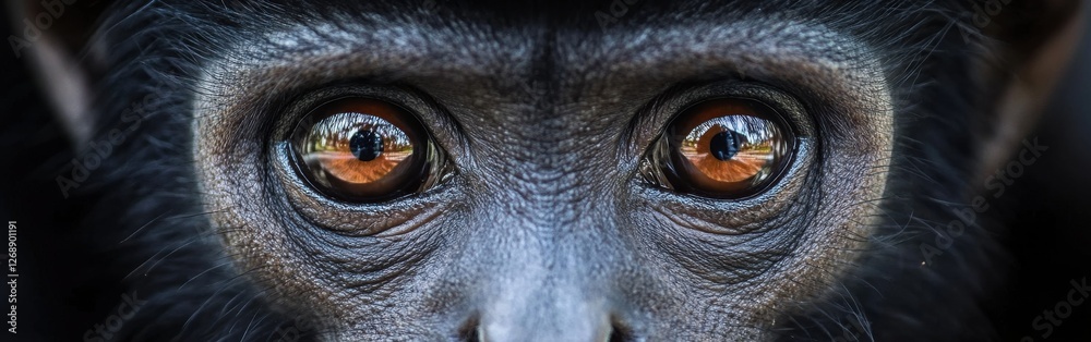 Aufkleber close-up view of a spider monkey's expressive face highlighting its captivating eyes in a natural ha