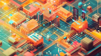 Digital innovation technology hub abstract illustration futuristic seamless connection